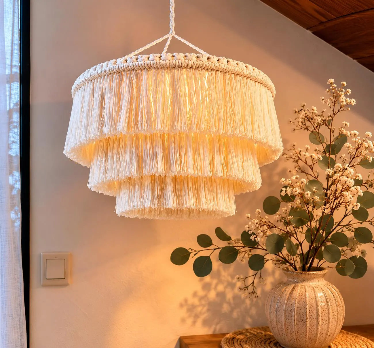 Bohemian Macrame Tassel Lampshade