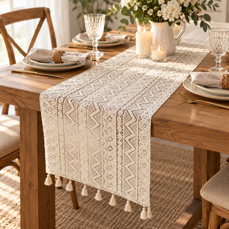 Boho Vintage Lace Table Runner