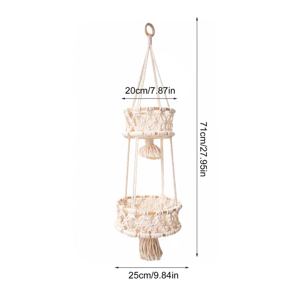 Hanging Fruit Basket Basket Rope Macrame Wall Hanging Fruit Hanger Hanging Baskets Handmade Home Garden Balcony Decor