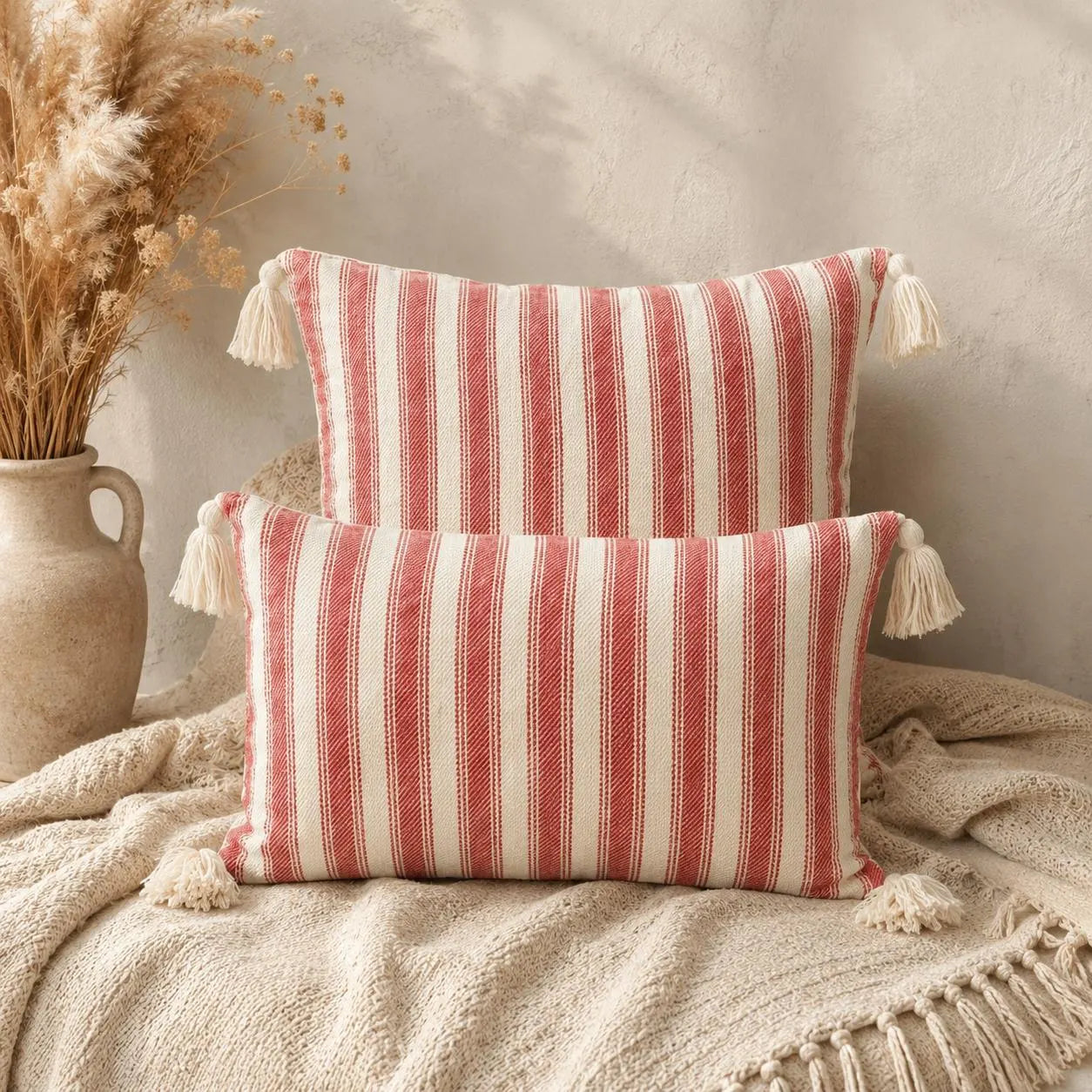 Boho Farmhouse Striped Cushion Cover 