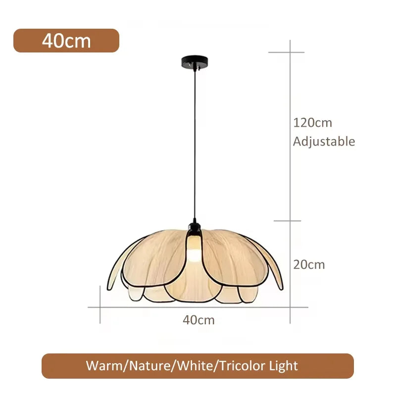 Rattan Woven Petal Pendant Lamp LED 3