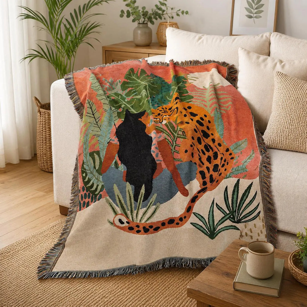 Boho Woven Leopard Lady Blanket