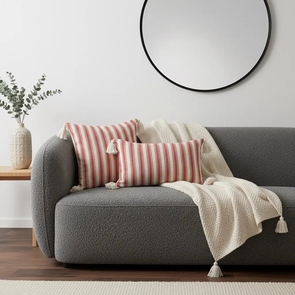 Boho Farmhouse Striped Cushion Cover 