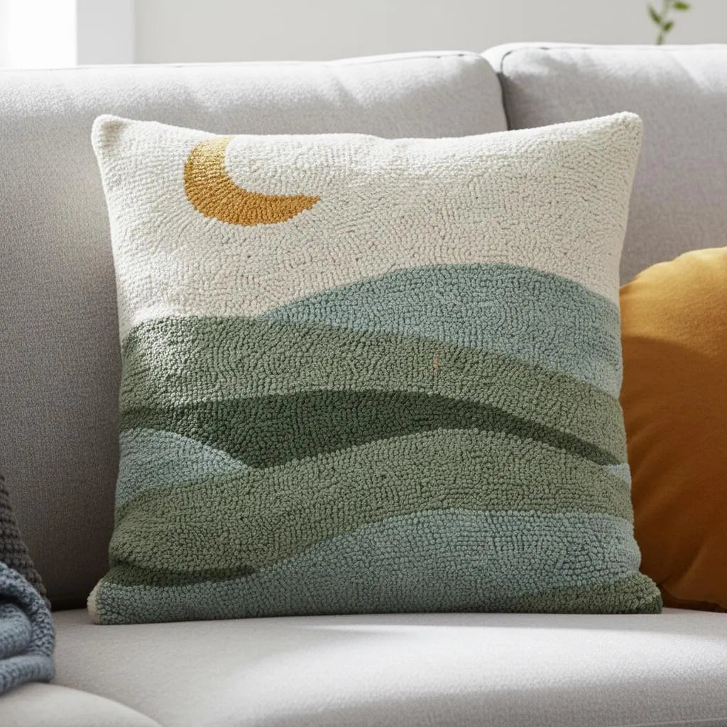 Boho Sunset Mountain Moon Pillow Cover 