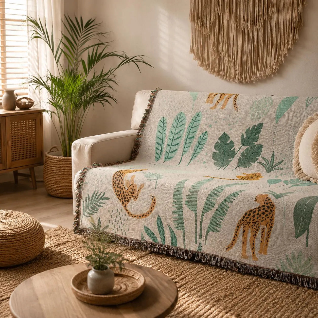 Boho Woven Leopard Lady Blanket