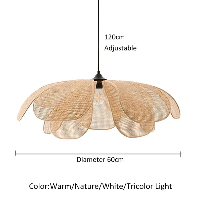 Rattan Woven Petal Pendant Lamp LED 3