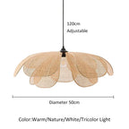 Rattan Woven Petal Pendant Lamp LED 3