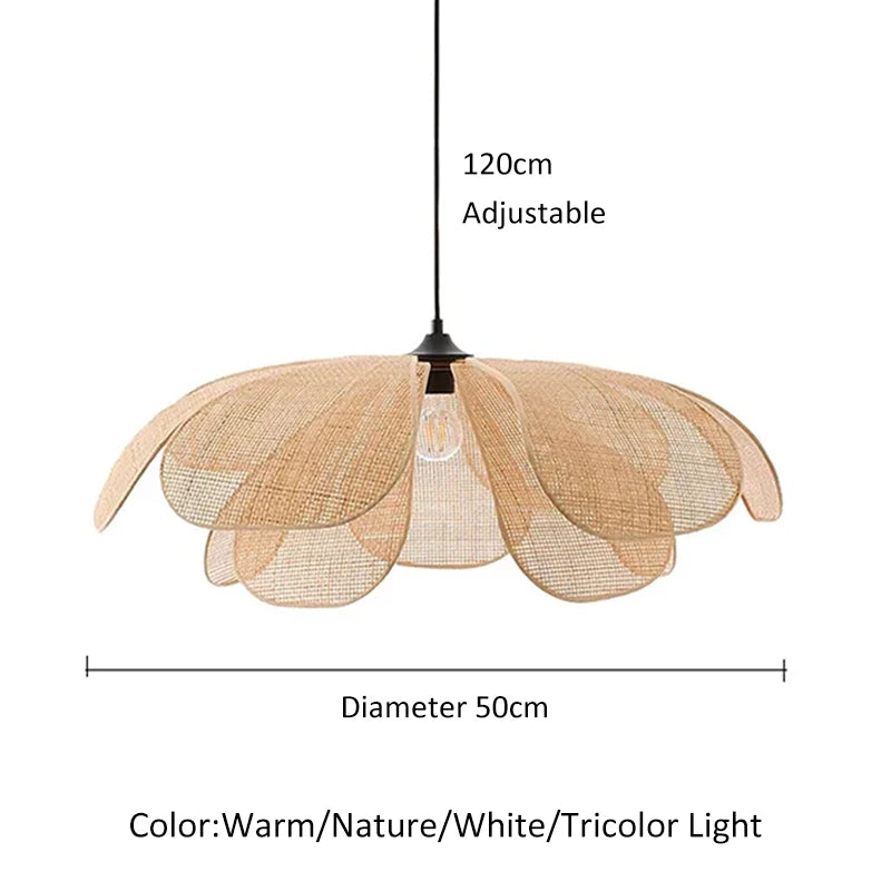 Rattan Woven Petal Pendant Lamp LED 3