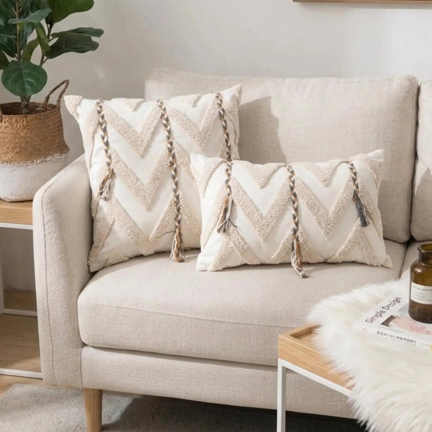 Cream Boho Tufted Pillow Covers