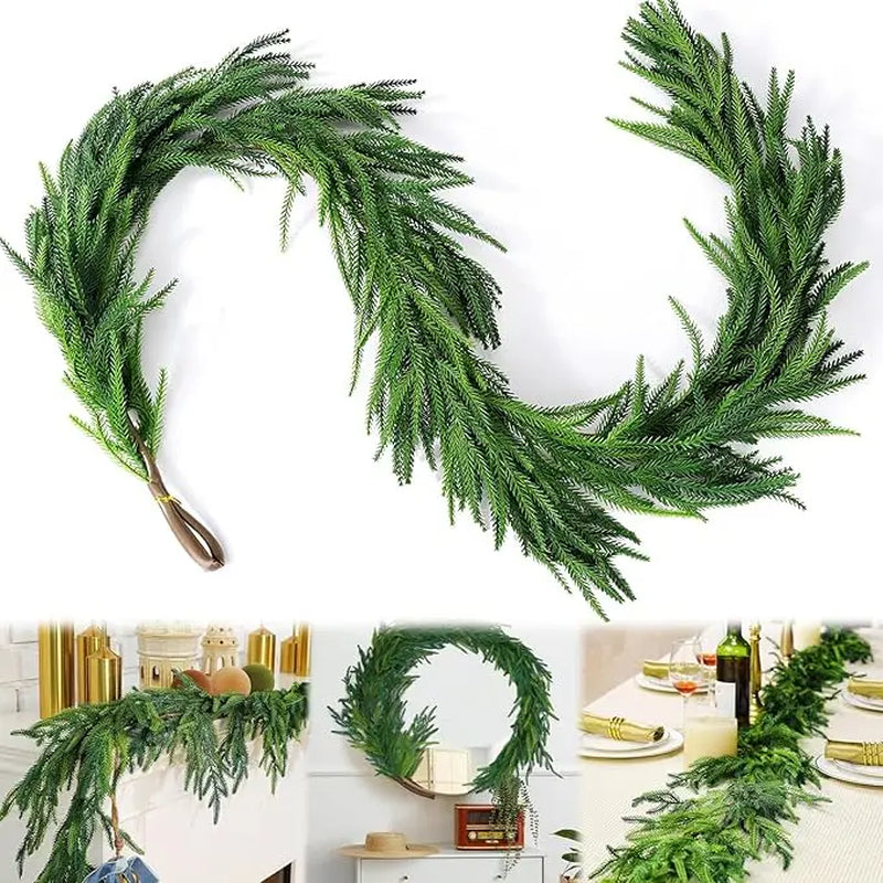 180Cm Christmas Garlands Norfolk Pine Garland Artificial Plants Faux Greenery Vine for Home Table Xmas Party Festival Decoration
