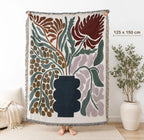 Boho Floral Woven Throw Blanket