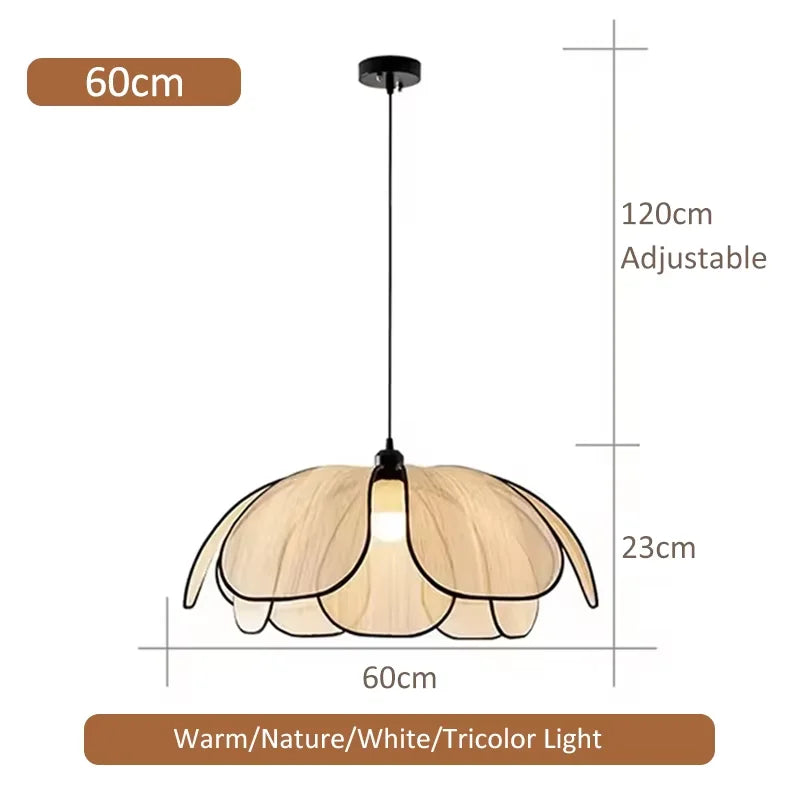 Rattan Woven Petal Pendant Lamp LED 3