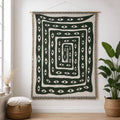 Boho Woven Green Evil Eye Throw Blanket