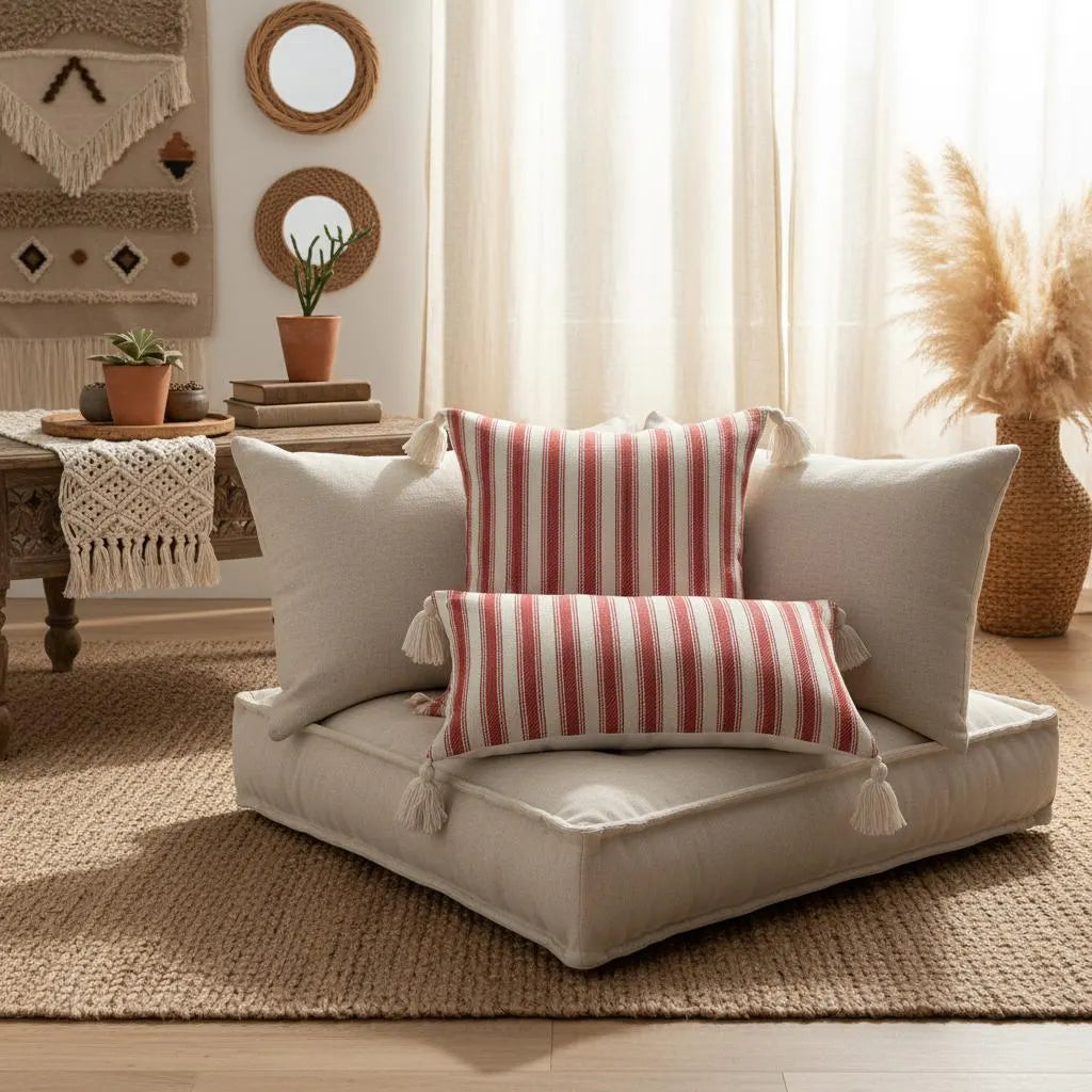 Boho Farmhouse Striped Cushion Cover 