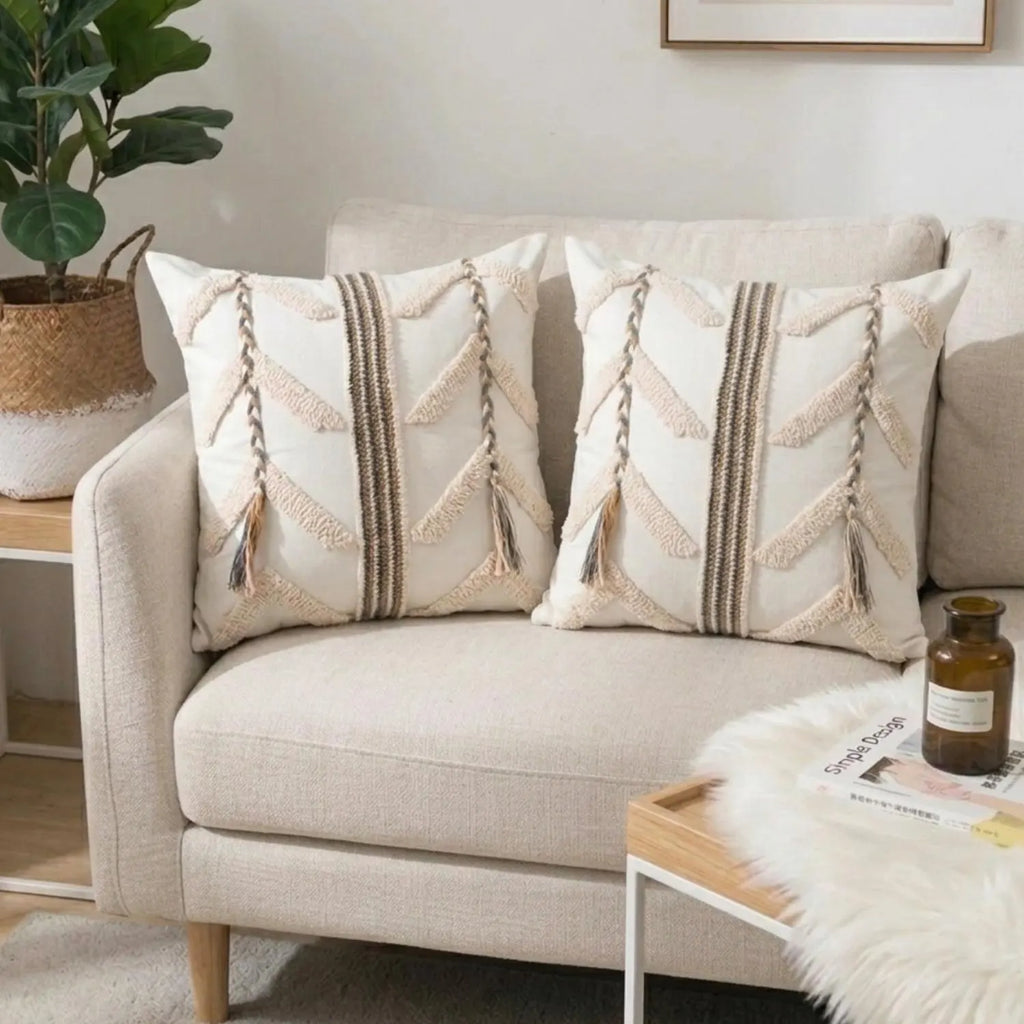Cream Boho Tufted Pillow Covers