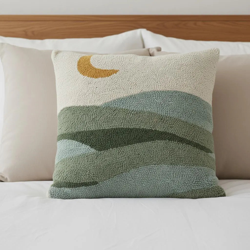 Boho Sunset Mountain Moon Pillow Cover 