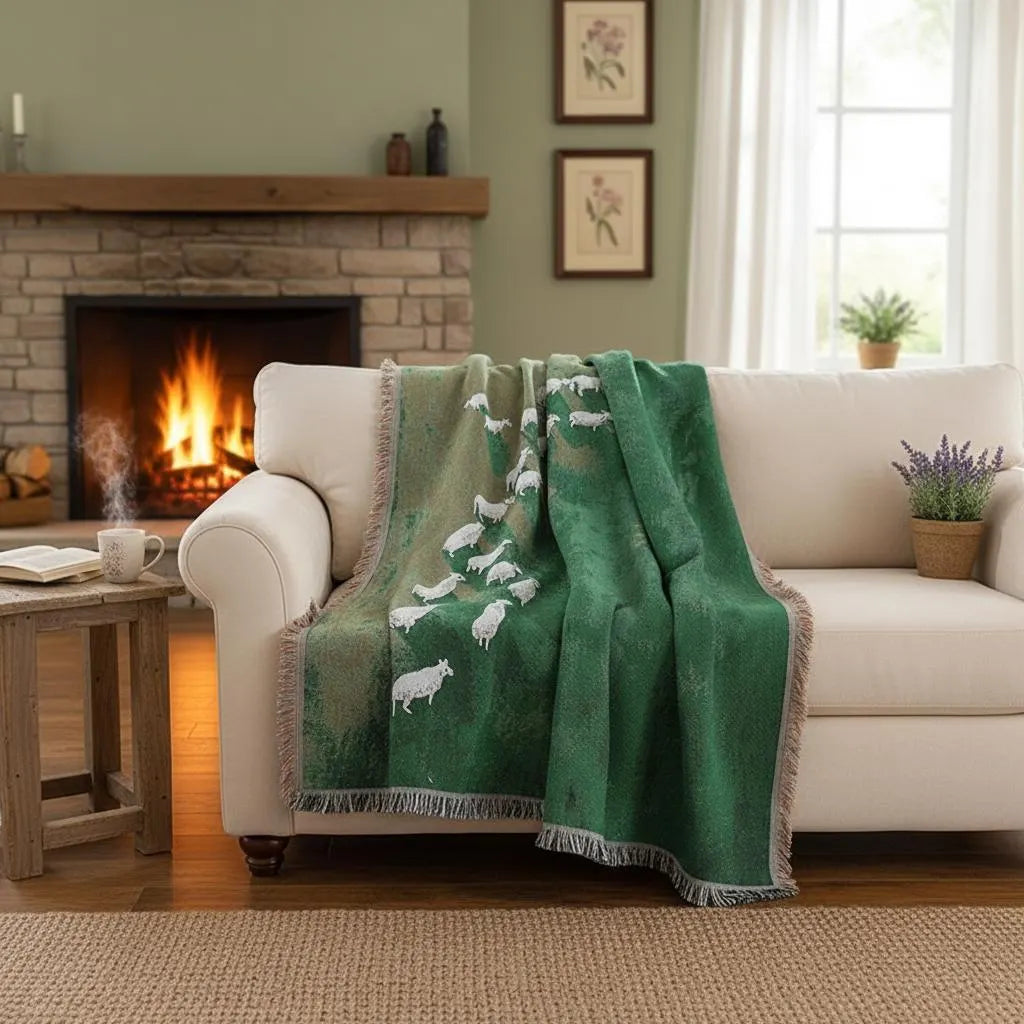 Boho Vintage Woven Sheep Tapestry Throw Blanket