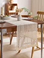 1Pc Nordic Bohemian Striped Table Runner - Suitable for Spring and Summer! Hand - Woven Tassels Decorative Table Accessory