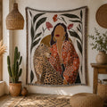 Boho Woven Leopard Lady Blanket