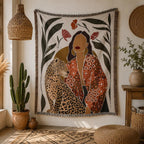 Boho Woven Leopard Lady Blanket