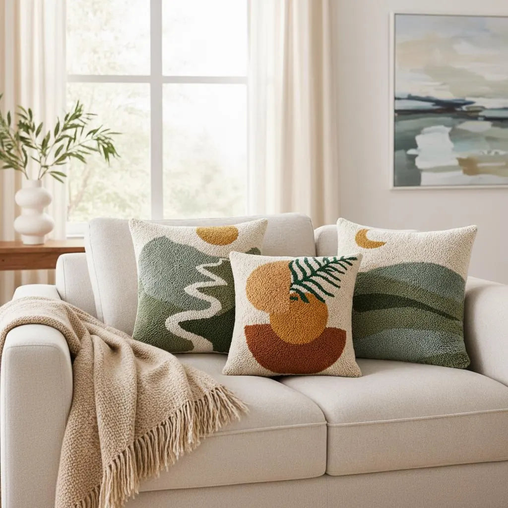 Boho Sunset Mountain Moon Pillow Cover 