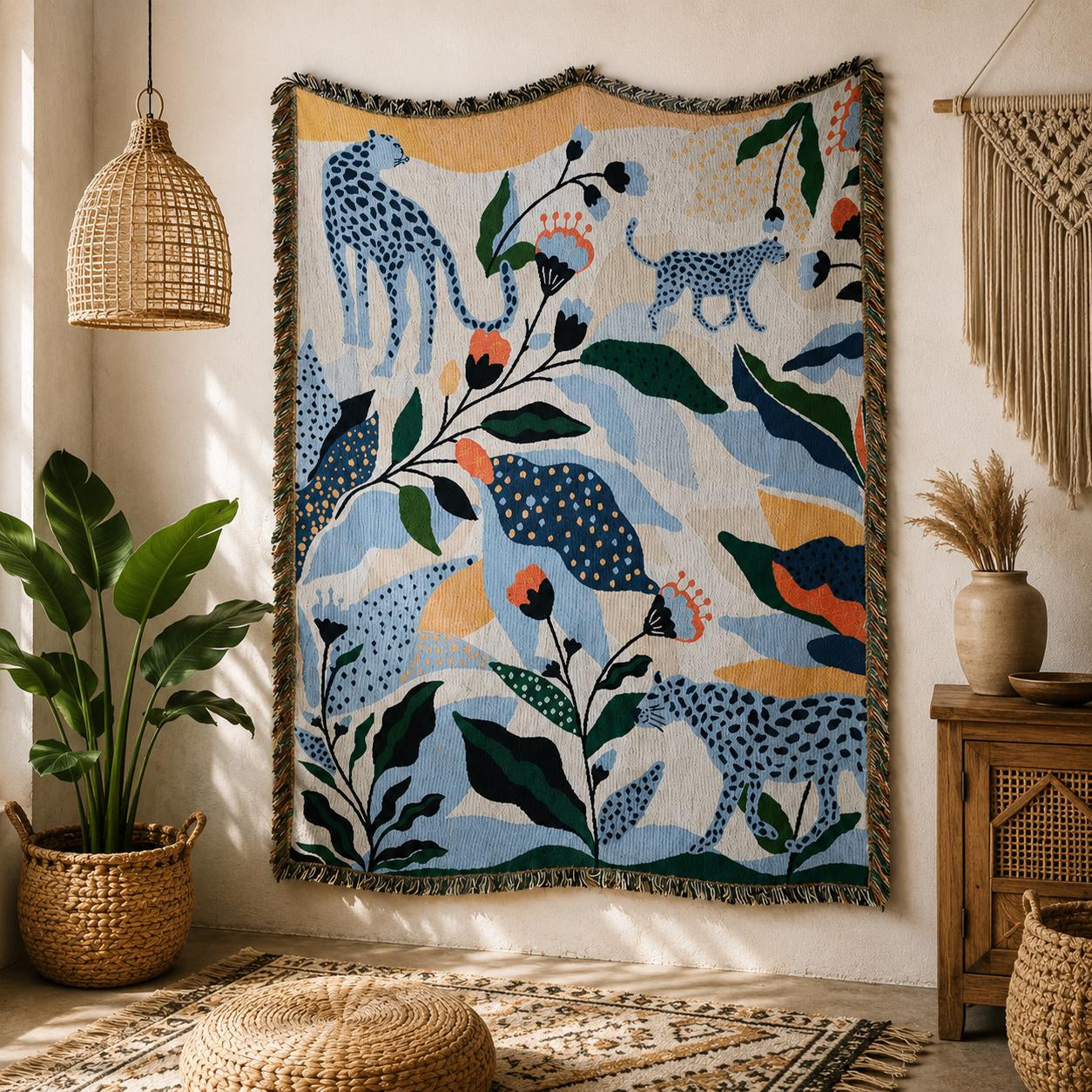 Boho Woven Leopard Lady Blanket