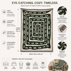 Boho Woven Green Evil Eye Throw Blanket