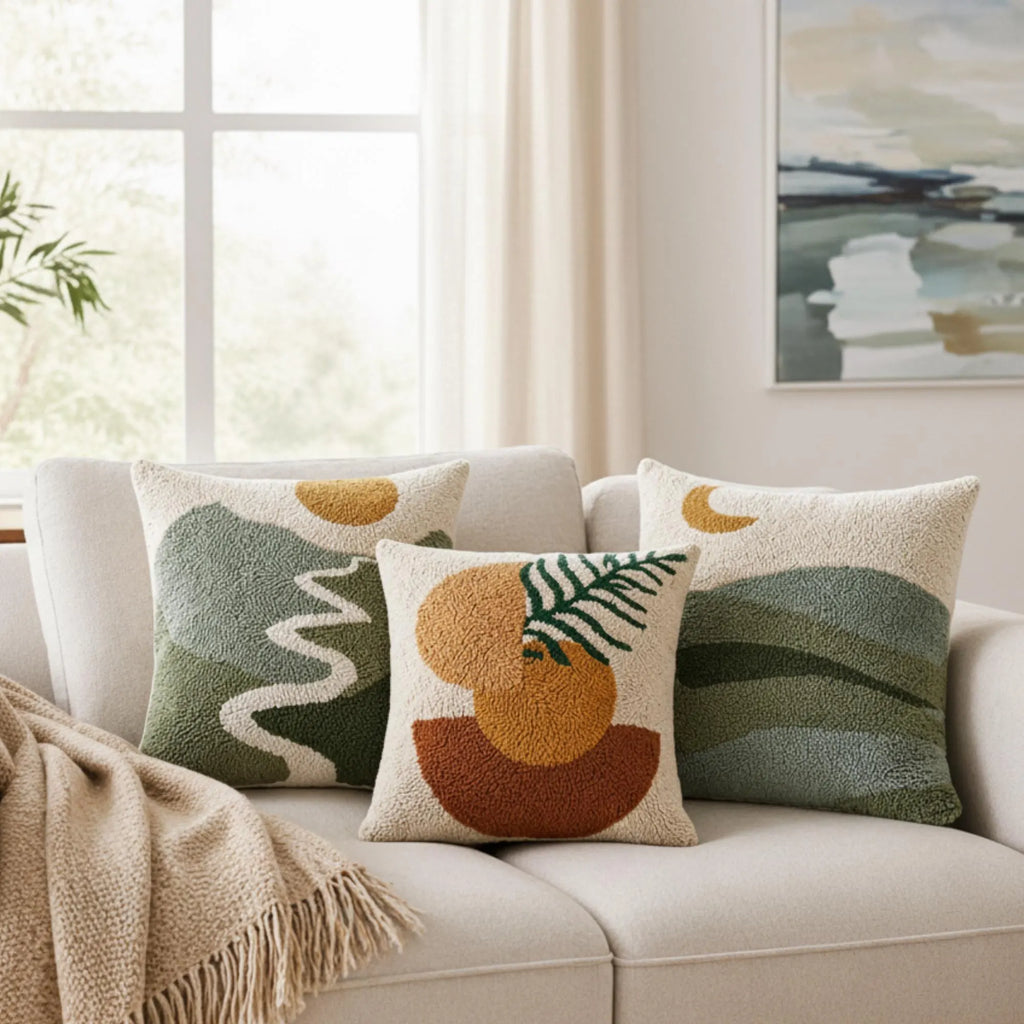 Boho Sunset Mountain Moon Pillow Cover 