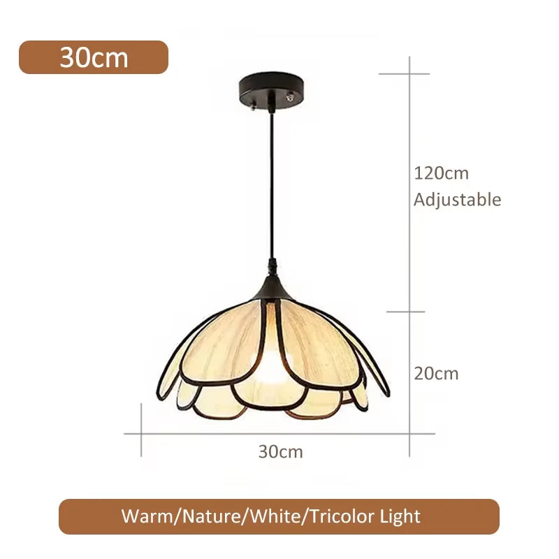 Rattan Woven Petal Pendant Lamp LED 3