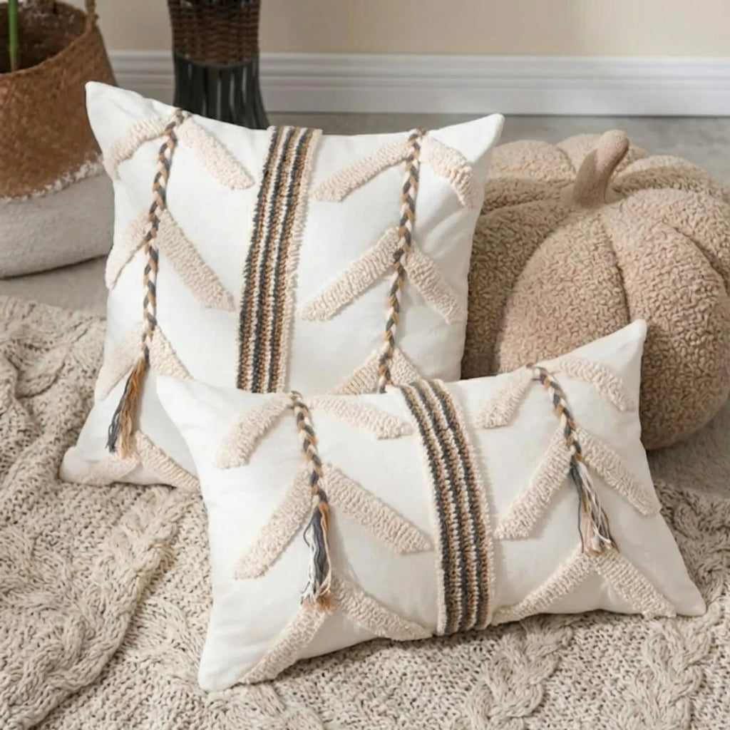 Cream Boho Tufted Pillow Covers