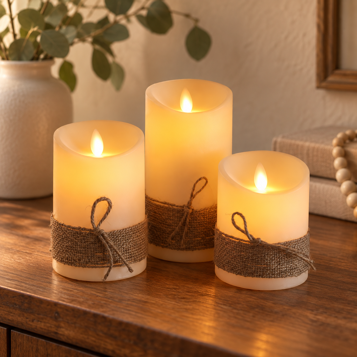 Boho LED Candles Set of 3