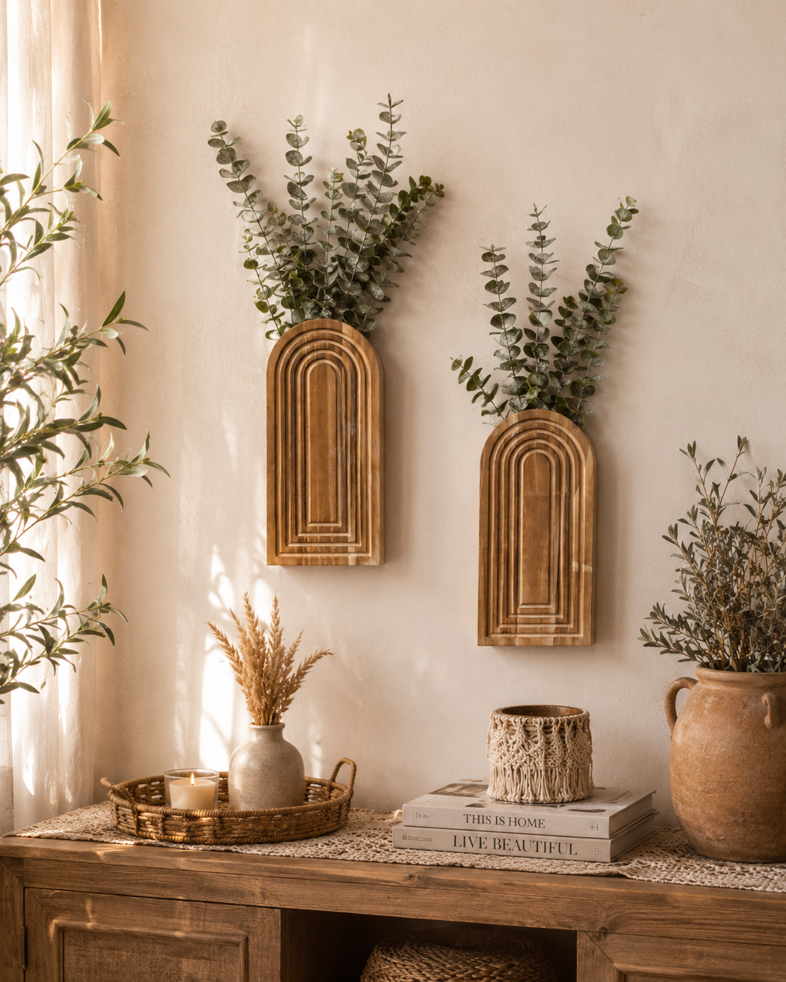 Boho Wooden Wall Vase