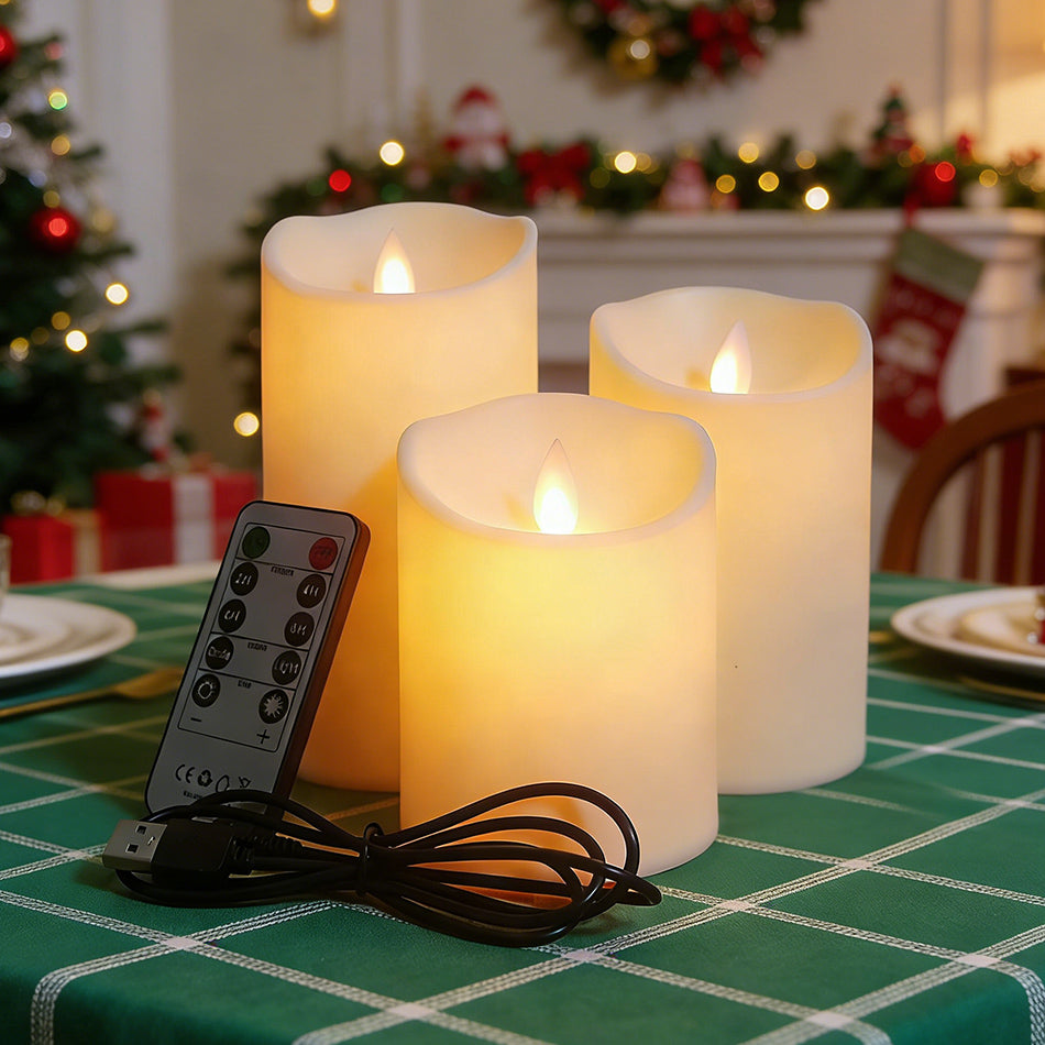 Boho LED Candles Set of 3