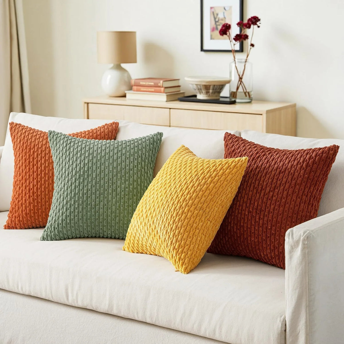 Corduroy Striped Pillow Covers
