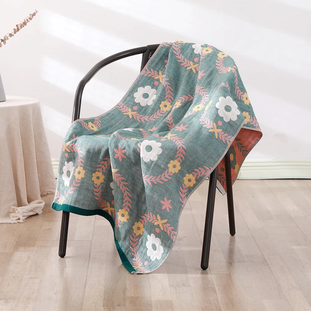 Bohemian Floral Bath Towel for Women Children, Soft Cotton Gauze, Bathroom, High Quality, 70*140