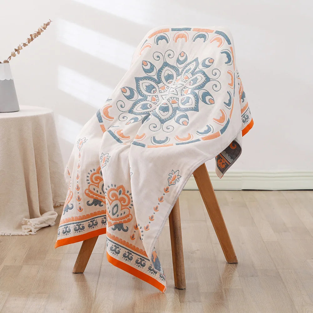Bohemian Floral Bath Towel for Women Children, Soft Cotton Gauze, Bathroom, High Quality, 70*140
