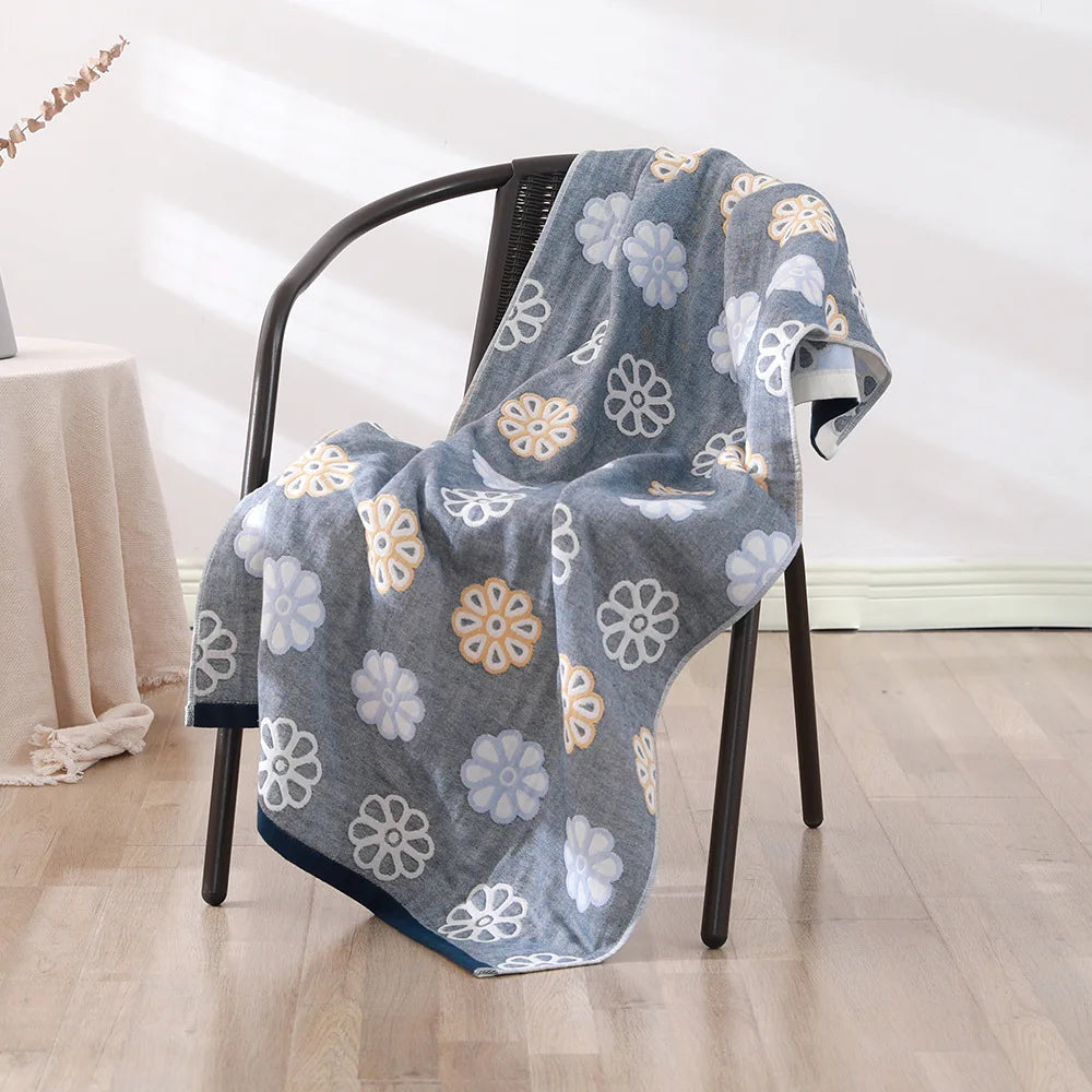 Bohemian Floral Bath Towel for Women Children, Soft Cotton Gauze, Bathroom, High Quality, 70*140