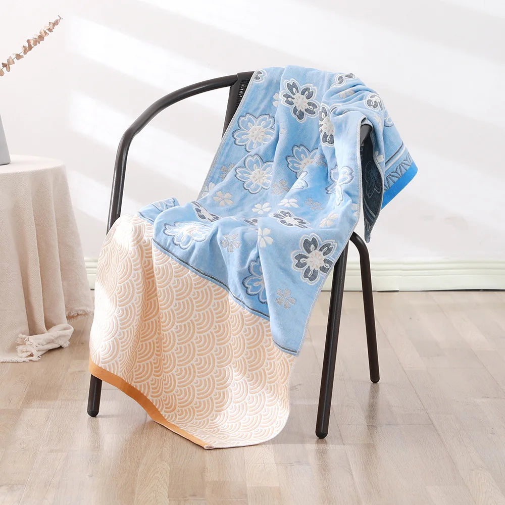 Bohemian Floral Bath Towel for Women Children, Soft Cotton Gauze, Bathroom, High Quality, 70*140