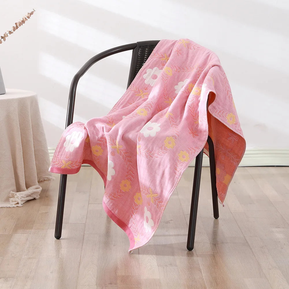 Bohemian Floral Bath Towel for Women Children, Soft Cotton Gauze, Bathroom, High Quality, 70*140