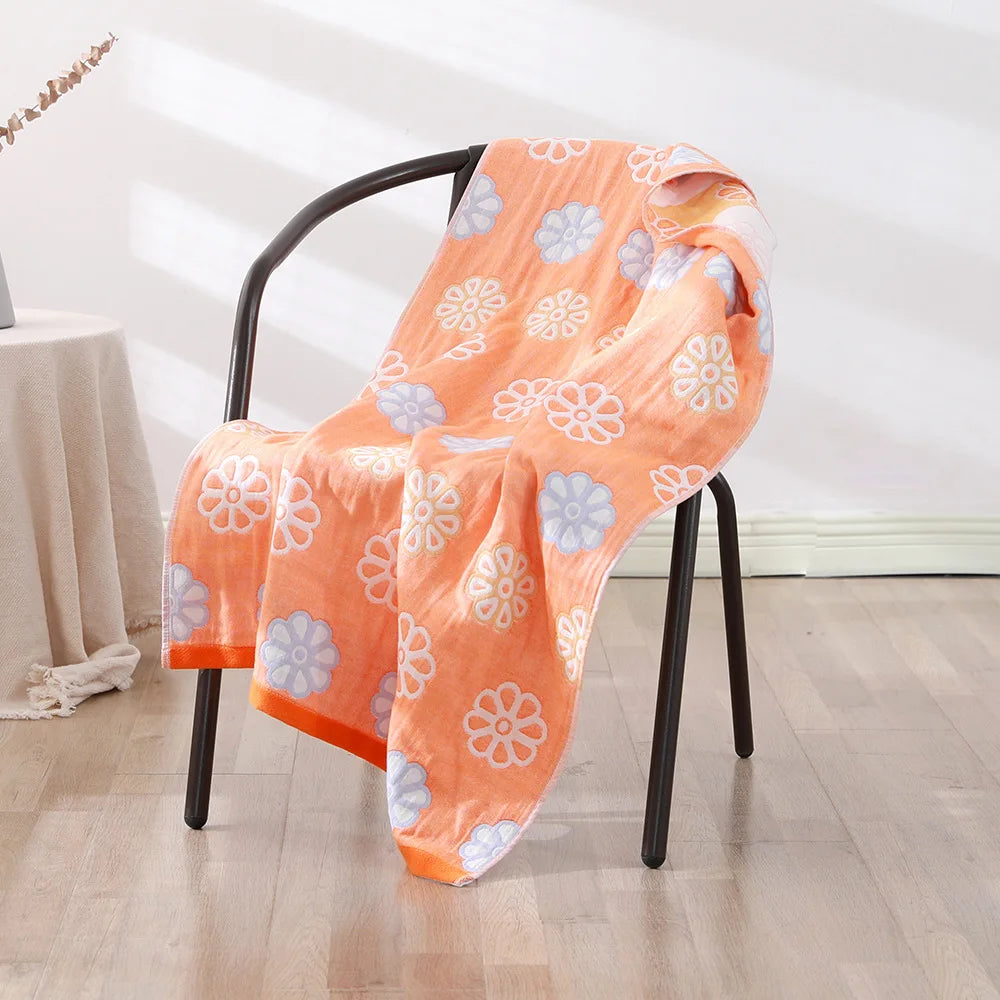 Bohemian Floral Bath Towel for Women Children, Soft Cotton Gauze, Bathroom, High Quality, 70*140