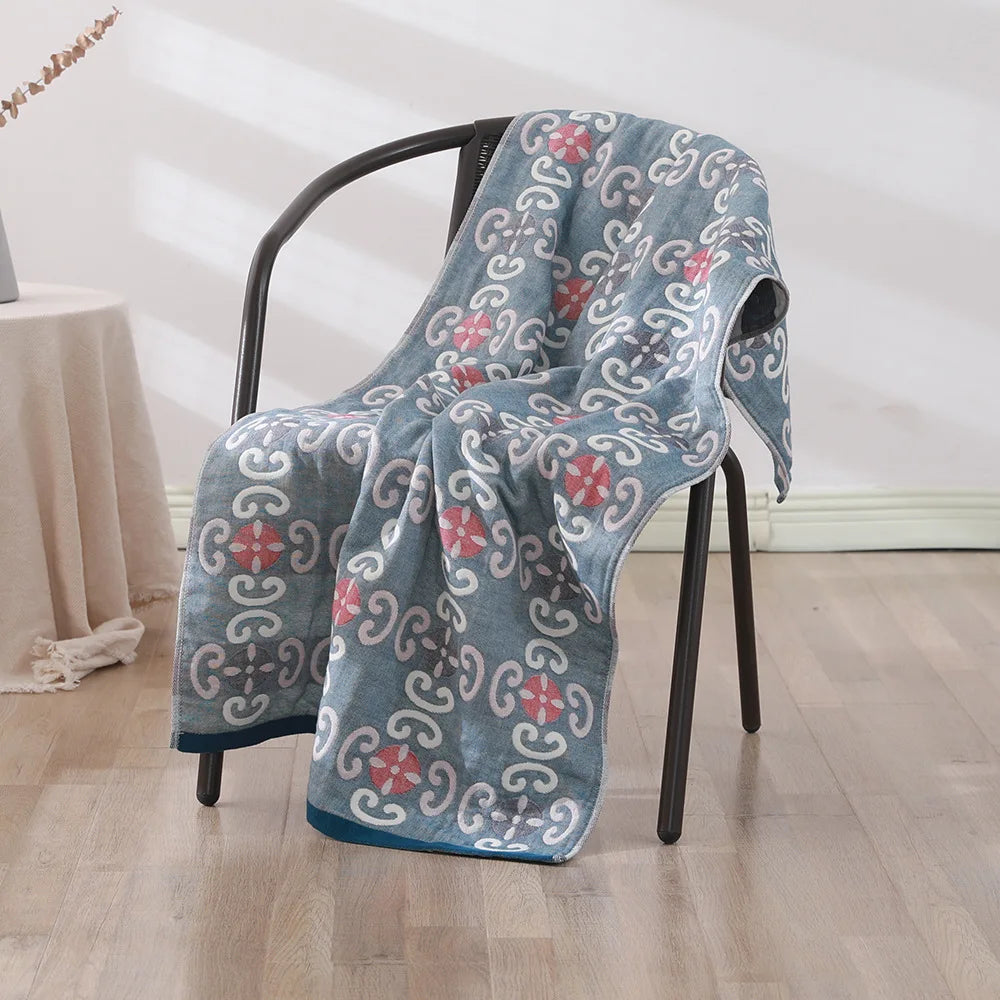 Bohemian Floral Bath Towel for Women Children, Soft Cotton Gauze, Bathroom, High Quality, 70*140