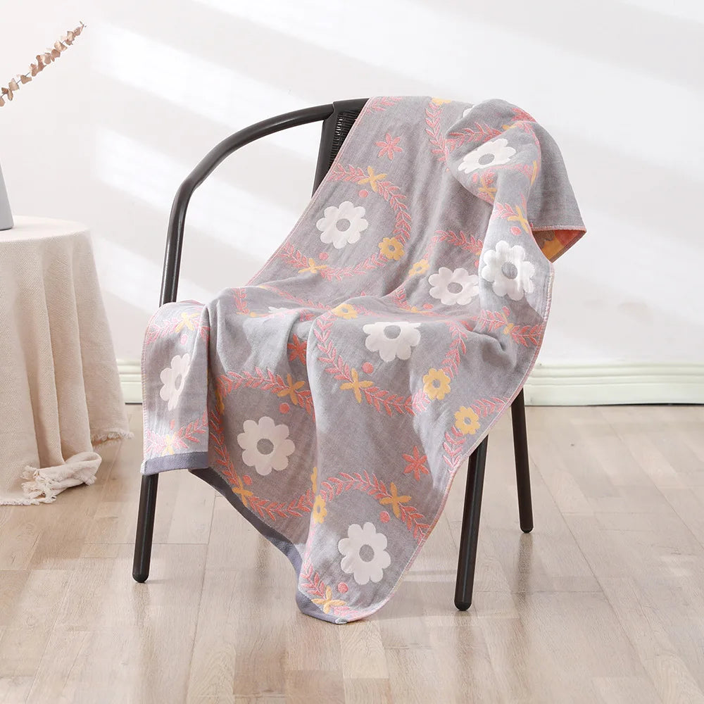 Bohemian Floral Bath Towel for Women Children, Soft Cotton Gauze, Bathroom, High Quality, 70*140
