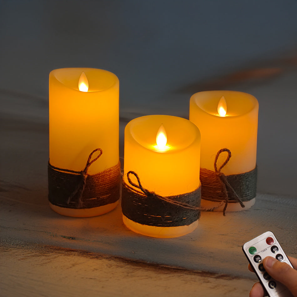Boho LED Candles Set of 3