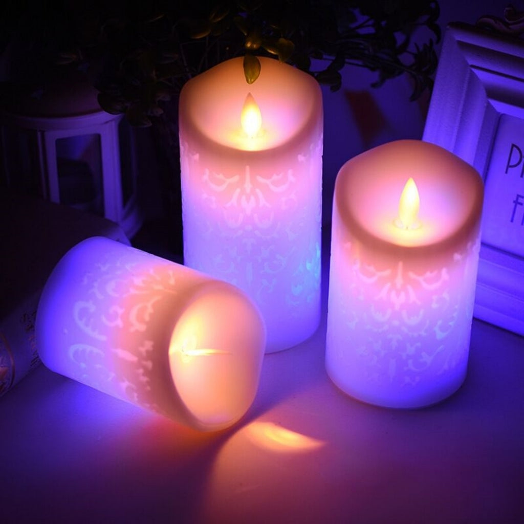 Moroccan Carved LED Pillar Candles
