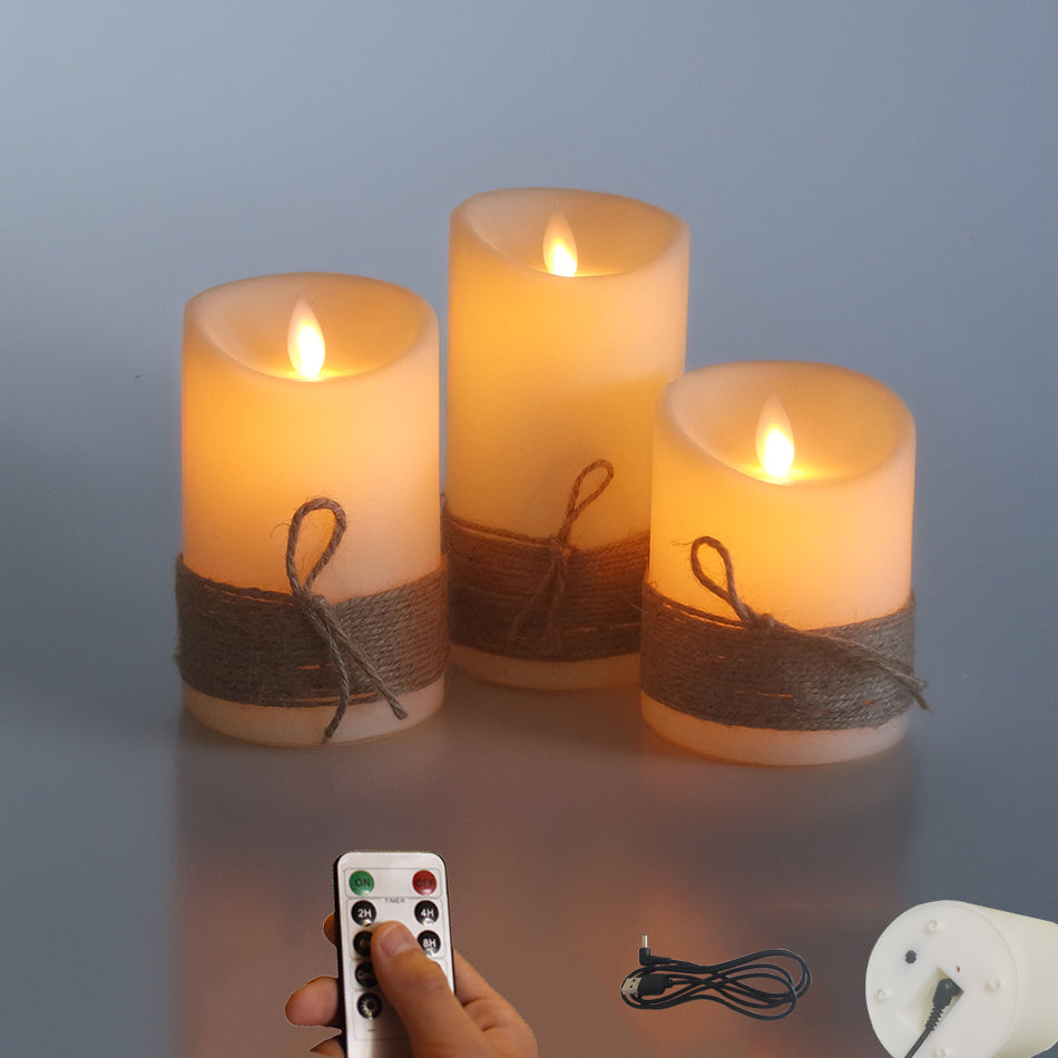 Boho LED Candles Set of 3