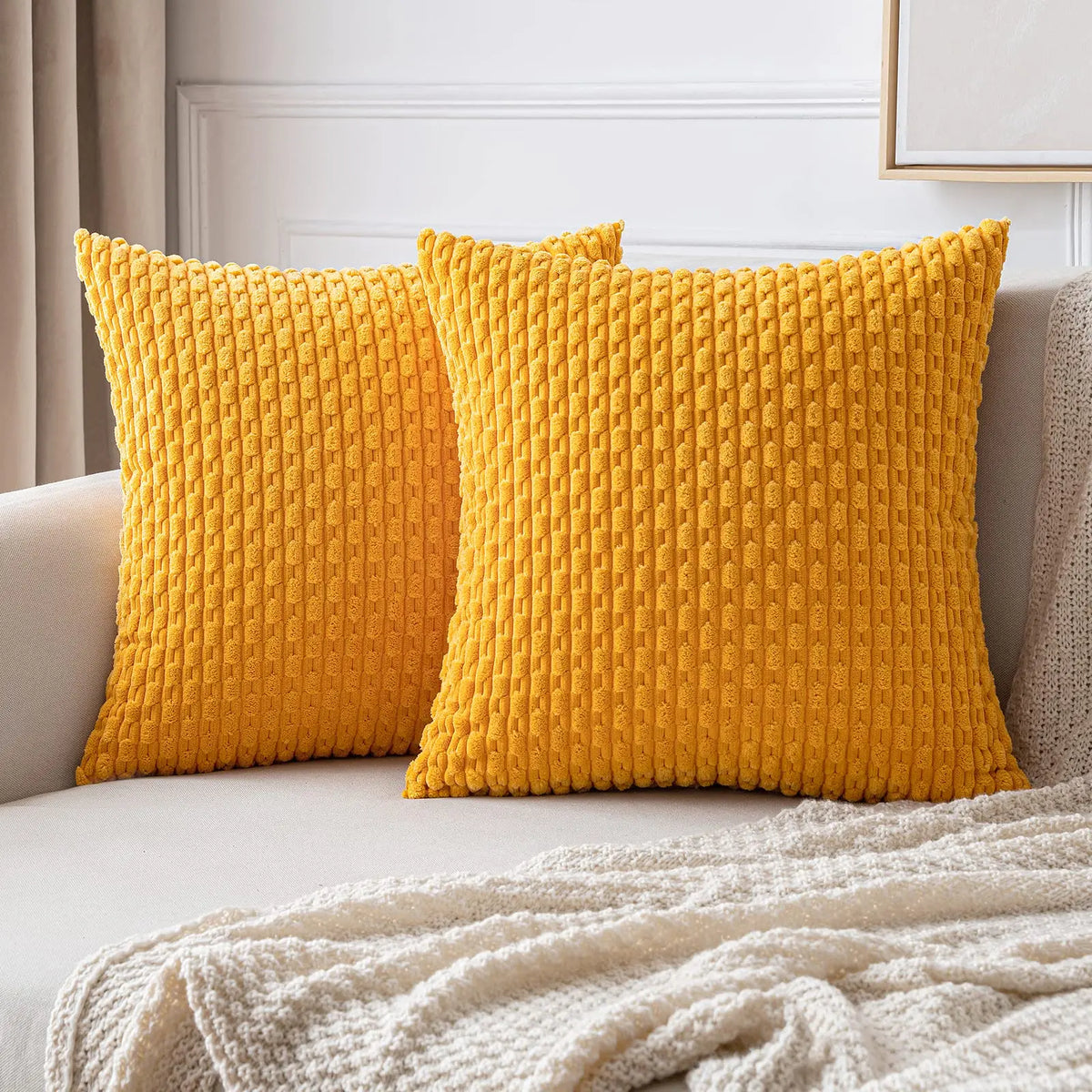Corduroy Striped Pillow Covers