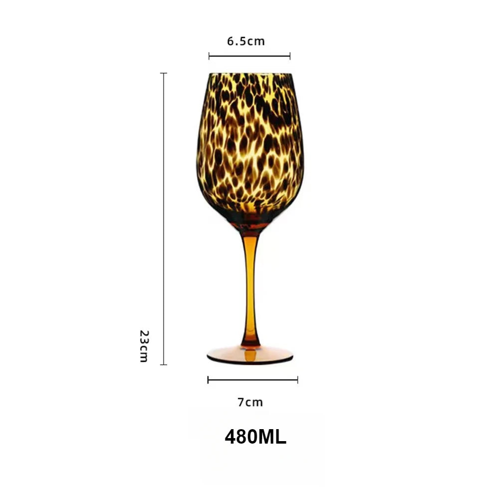 Vintage Leopard Goblet Crystal Glass Wine Glass Cup round Belly Antique Glasses Cocktail Whiskey Glasses Barware Drinkware Cups