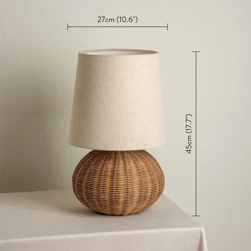 Wabi-Sabi Retro Desk Lamp Bedroom Bedside Fabric Table Lamp Medieval Hotel Rattan Fujii Weaving Atmosphere Home Decor E27