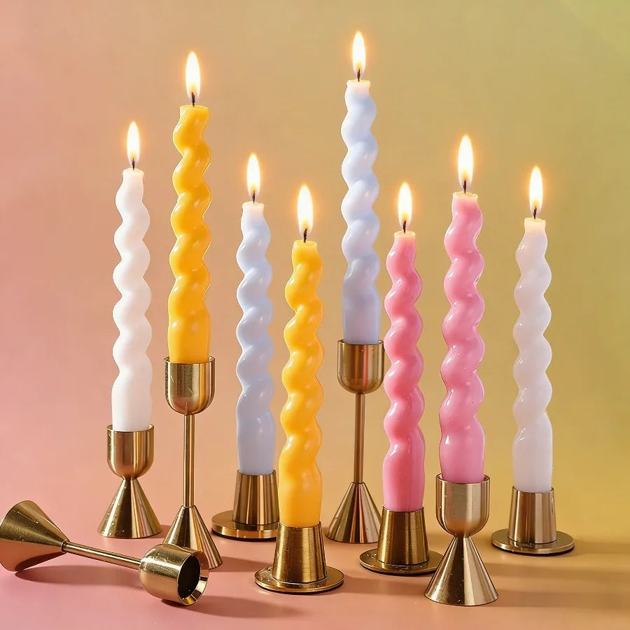 2Pcs/Box Spiral Taper Scented Candle Set Colorful Twisted Soy Wax Aromatherapy Candle Wedding Table Home Decor Gift