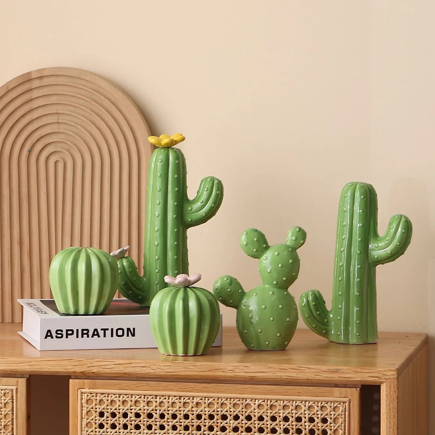 2026 New Cactus Home and Garden Decorations for Home 2026 Ceramic Cactus Aesthetic Room Decor Green Cactus Ornaments Home Decor